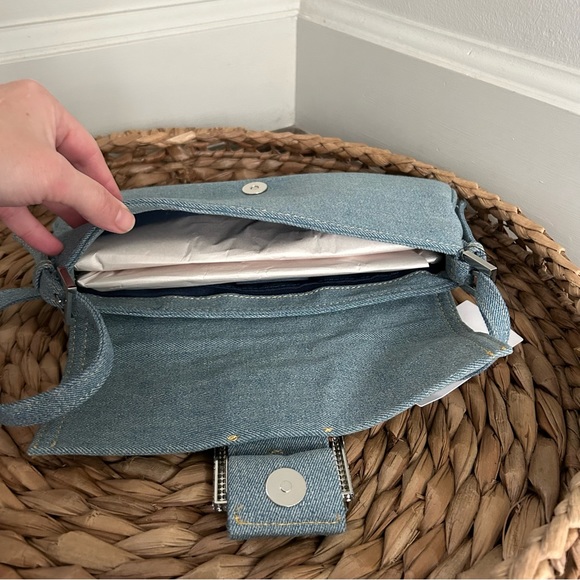 NWT Mango Denim Shoulder Bag with Crystal Buckle - Picture 5 of 12